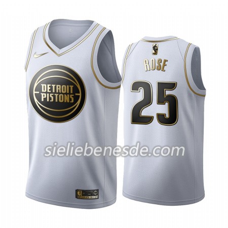 Herren NBA Detroit Pistons Trikot Derrick Rose 25 Nike 2019-2020 Weiß Golden Edition Swingman